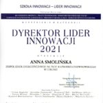 Dyplom Dyrektor Lider Innowacji 2021