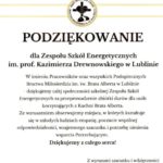 Dyplom - podziękowanie dla ZSEn